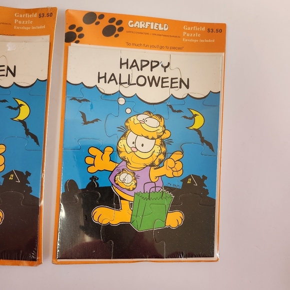 Garfield Halloween Puzzle New NOS Vintage 1980s Carlton Cards Trick or Treat 80s - Picture 2 of 8
